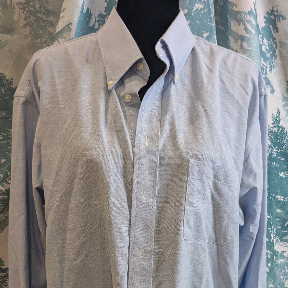 Stafford Wrinkle Free Oxford Dress Shirt 17 35 Light Blue Button Down